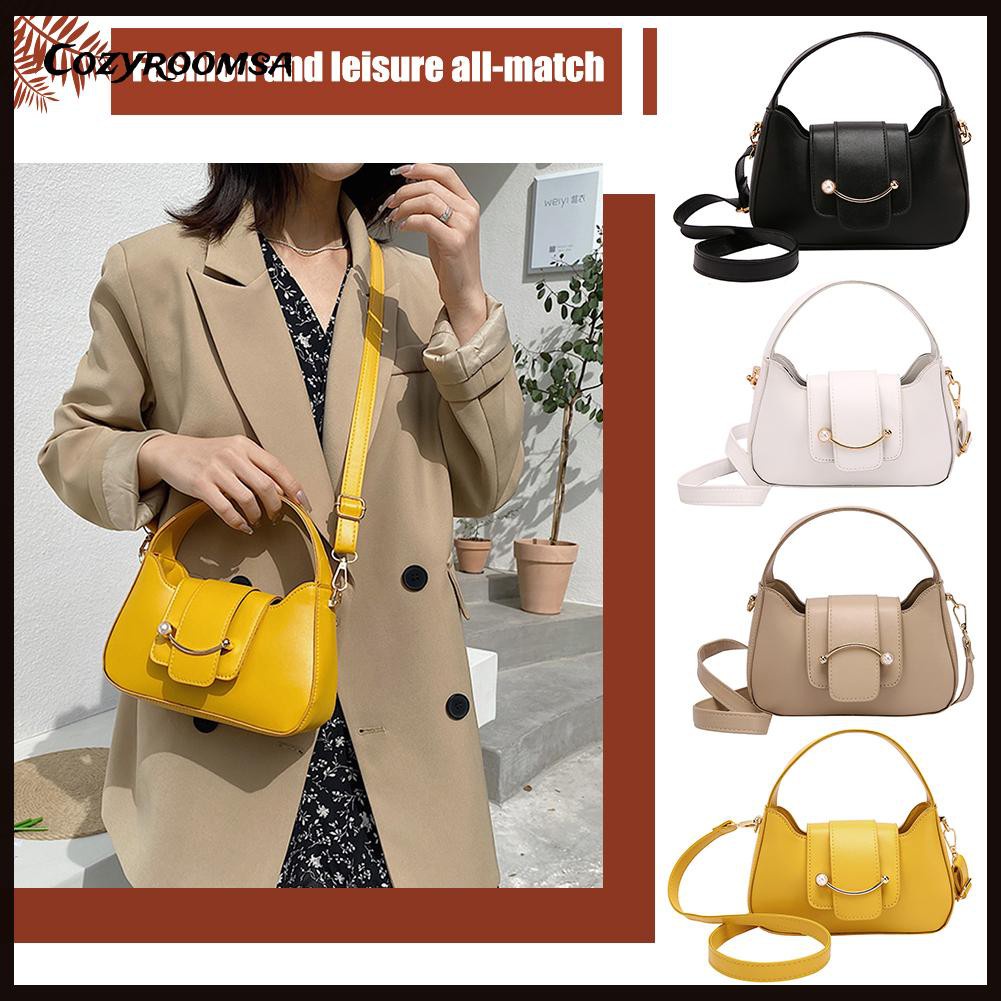 Fashion Women PU Leather Pure Color Small Shoulder Bag Top-handle Handbags