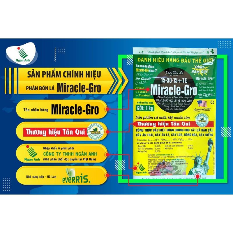 Phân Bón Lá Miracle Gro 15-30-15 (gói 10g),Phân bón lá chuyên dùng cho hoa lan, hồng,thúc đẩy ra hoa các loại cây trồng