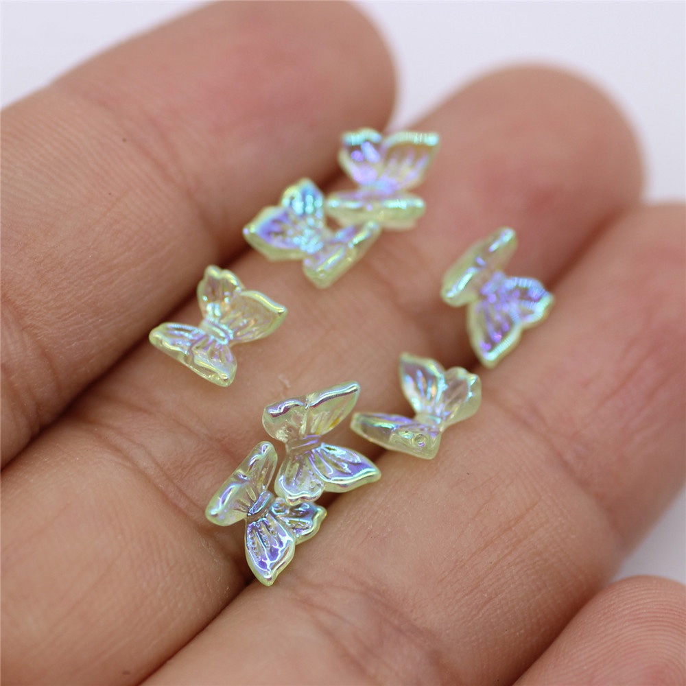 Set 50 Hạt Charm Không Lỗ 6mm Hình Bướm Làm Móng Nghệ Thuật
