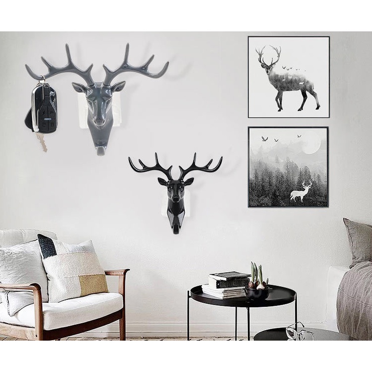 Móc Treo Đồ Hình Đầu Hươu Dán Tường