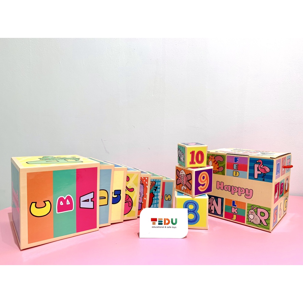 Tháp giấy xếp chồng hình động vật và số đếm Tedu