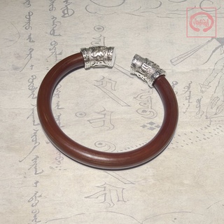 8mm Vòng Tay Charm Om Mani Padme Hum, Gỗ Kê Huyết Đằng Tây Tạng, vòng tay bình an may mắn
