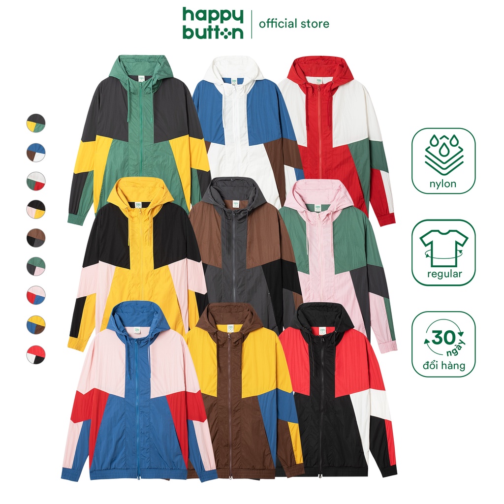 Áo Khoác Nam Phối Màu - vải nylon, khóa kéo 2 đầu, form regular fit - Happy Button