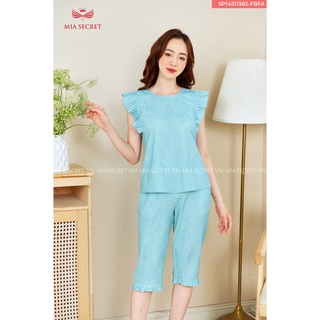 Đồ Bộ Nữ mặc nhà MIA SECRET, đồ ngủ pijama quần lửng lụa tuyết cao cấp trơn mịn MIA11382