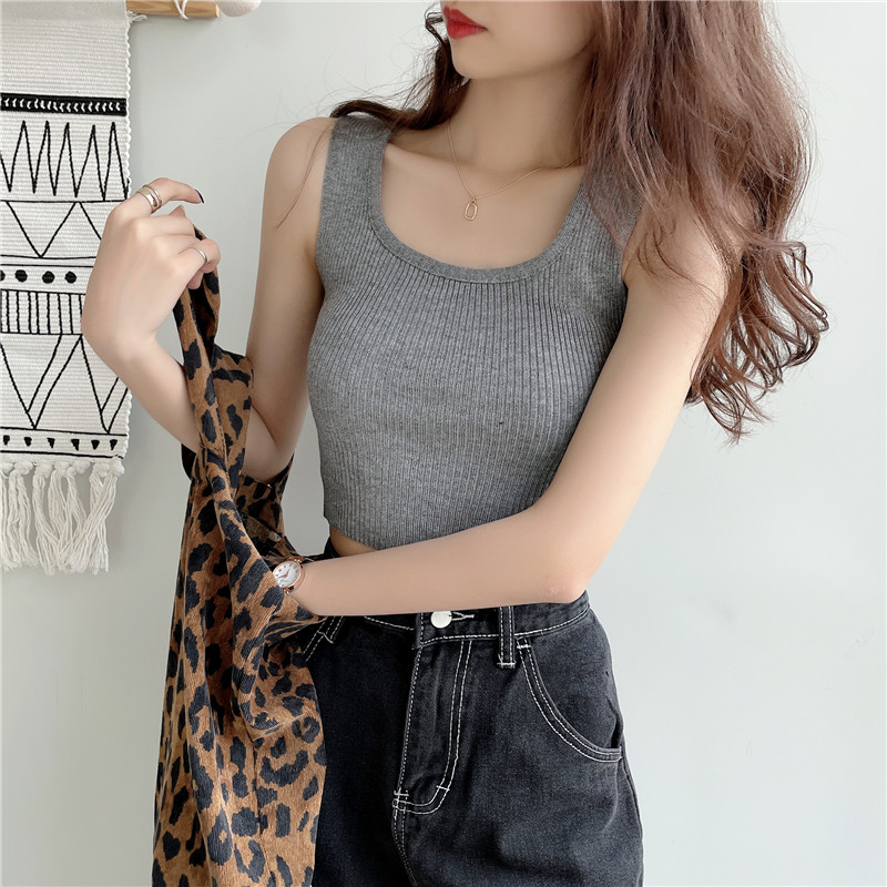 SUXI Áo Croptop Dệt Kim Màu Trơn Thiết Kế Mới Thời Trang Theo Phong Cách Hàn Quốc Cho Nữ