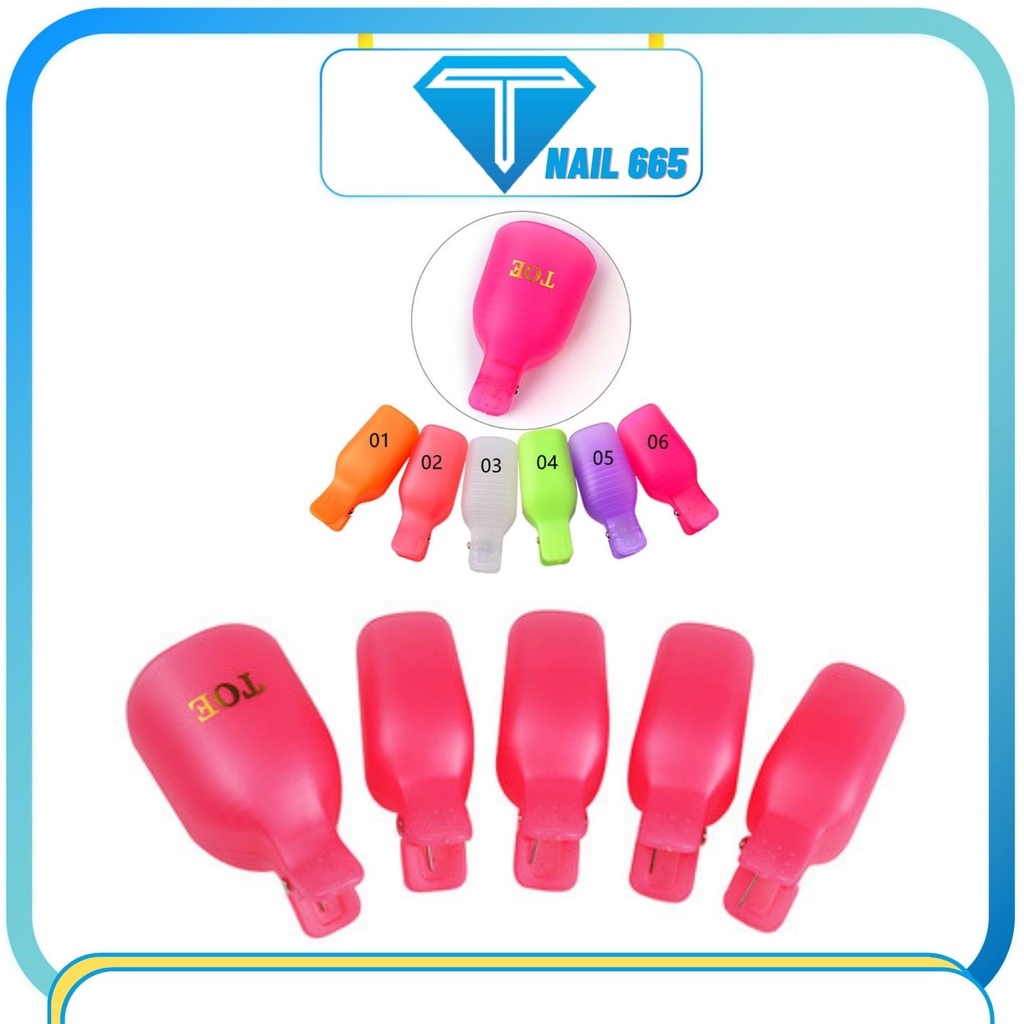 Kẹp ủ tháo gel móng chân , Bộ kẹp ủ tháo phá gỡ sơn gel móng tay chân 1 vỉ 5 chiếc