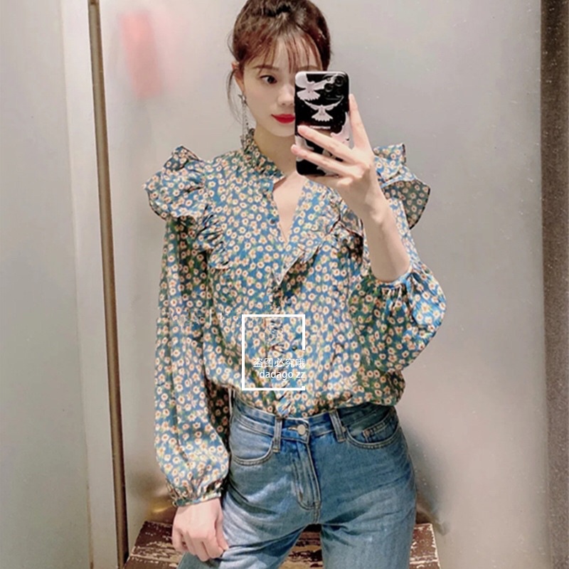 SẴN - Áo sơ mi hoa nhí bánh bèo Hàn Quốc