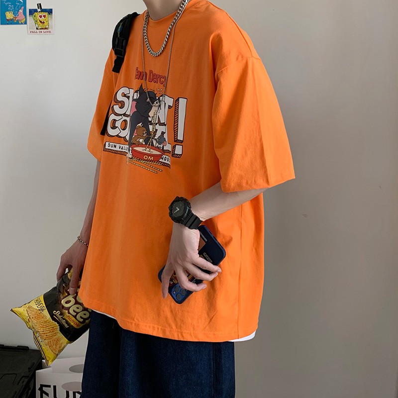 Áo thun ngắn tay dáng rộng cỡ lớn S-8XL 4 màu thời trang mùa hè dành cho nam nữ