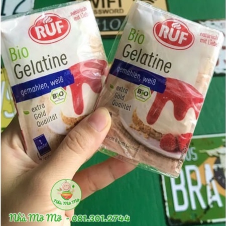 Bột gelatine hữu cơ Ruf Đức 9g Gelatin Làm Thạch Pudding Cho Bé Ăn Dặm Date 2025 - Nhà Mỡ
