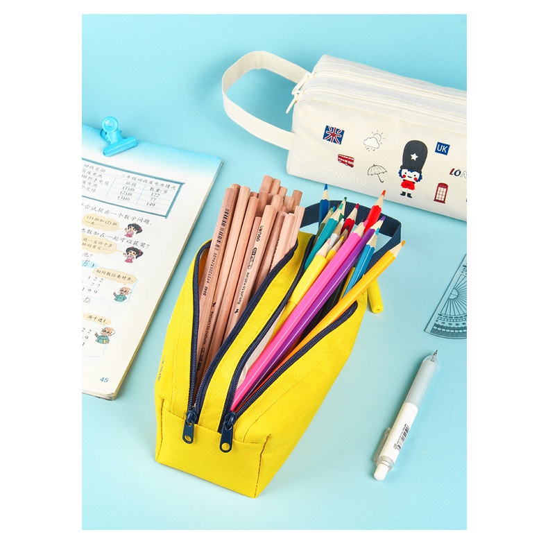 Hộp bút vải 2 ngăn Timon cute - thiết kế đẹp mắt - logo dễ thương - nhiều màu sắc