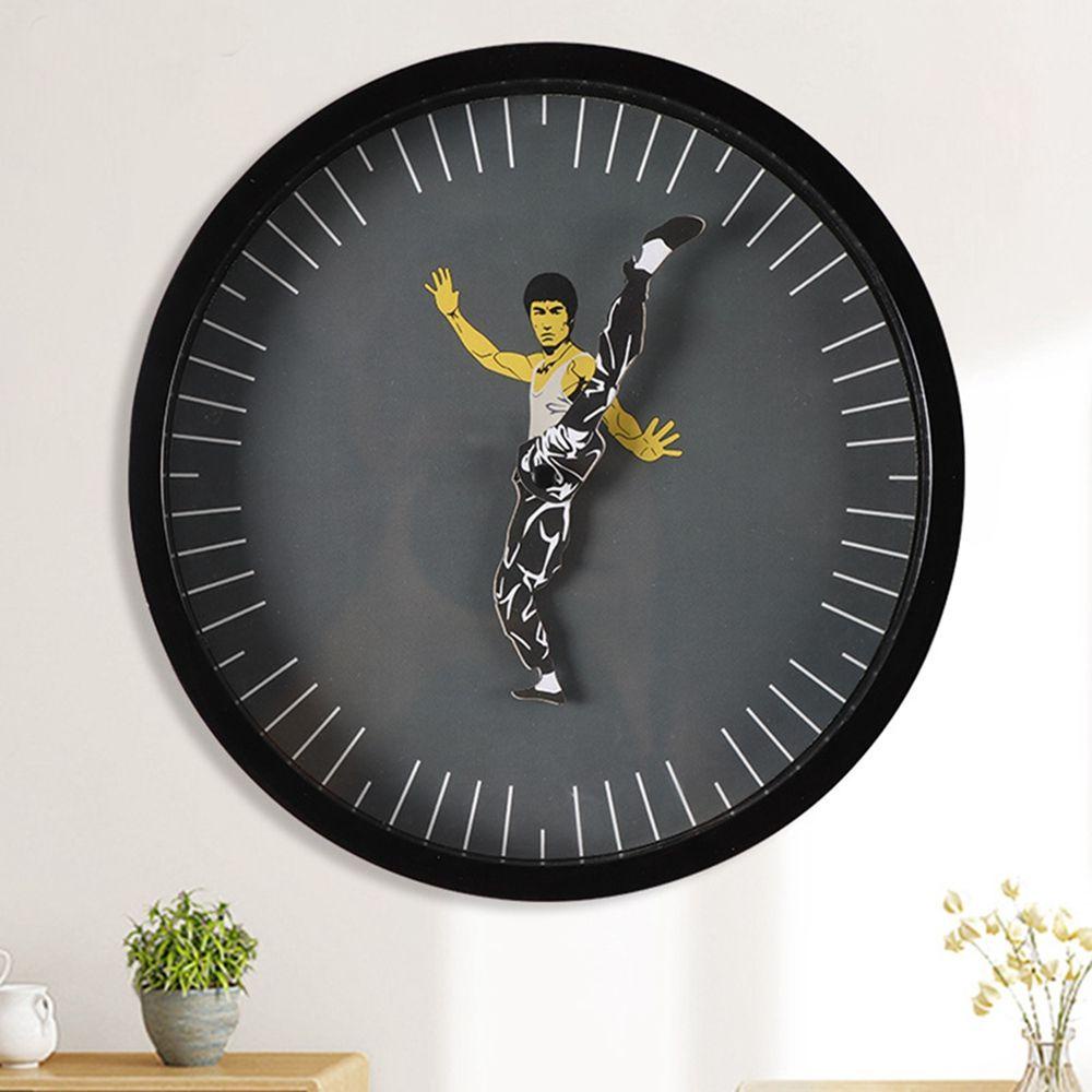 Đồng Hồ Treo Tường Màu Đen Đường Kính 25CM Phong Cách Kung Fu Độc Đáo Trang Trí Nhà Cửa Lee