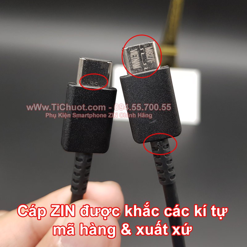 [Chính Hãng] Cáp Samsung 180cm 2 đầu Type-C 25W S20, Note 20, A70... ZIN