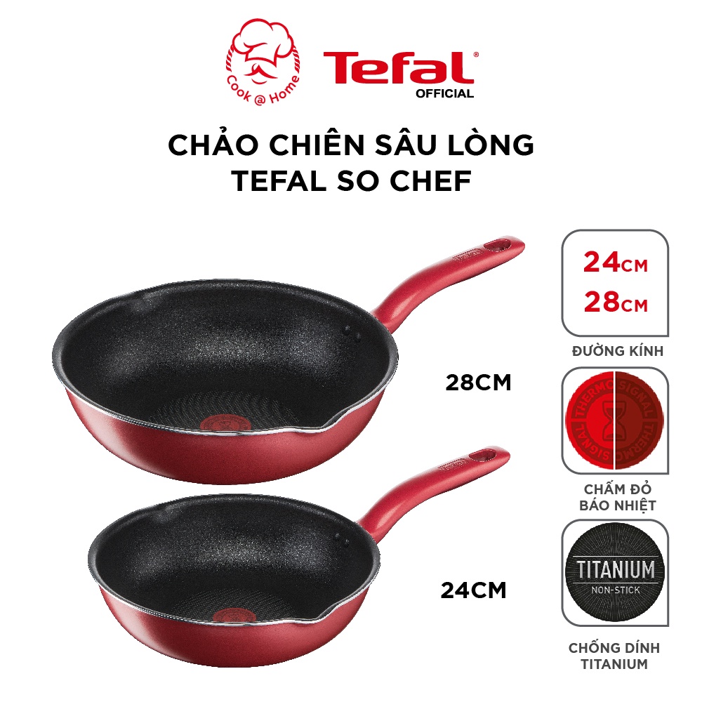 Chảo chiên sâu lòng Tefal So Chef size 24, 28cm - G1358496/G1358696