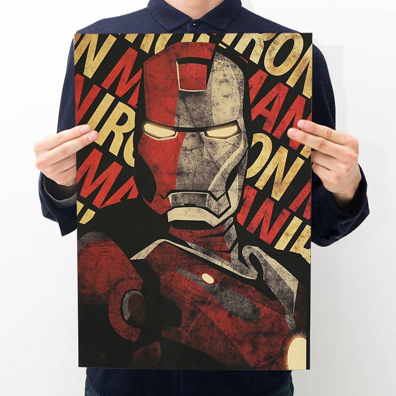 Set 50 Tấm Áp Phích Dán Tường 50.5 * 35cm Hình Nhân Vật Phim Marvel "Iron Man"