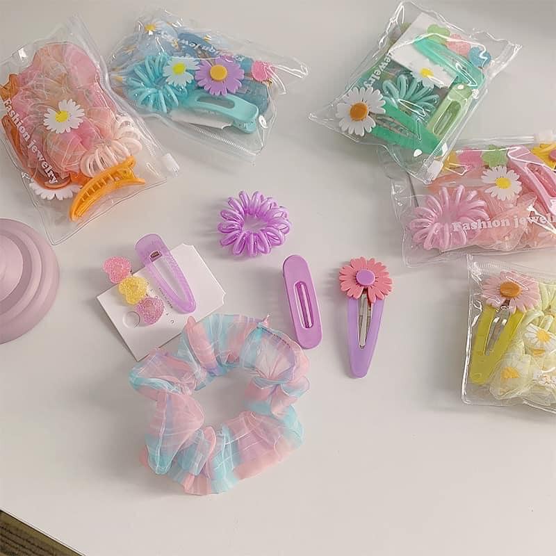 Set 6 Món Cột Kẹp Tóc Hoa Cúc