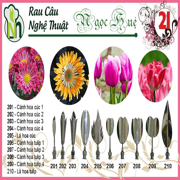 Dụng cụ làm thạch rau câu 3D Ngọc Huệ (bộ số 21 - hoa cúc, hoa tulip)