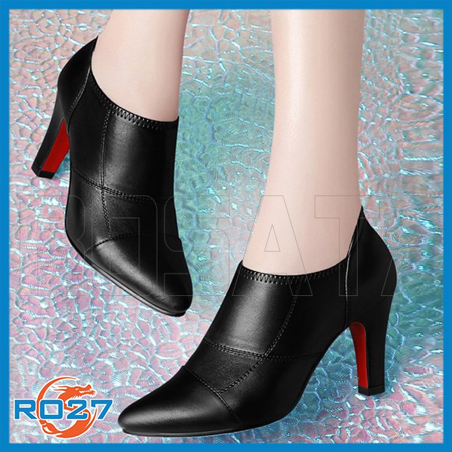 Giày boot nữ cổ thấp 7 phân đẹp chỉ nỗi thương hiệu rosata ro27