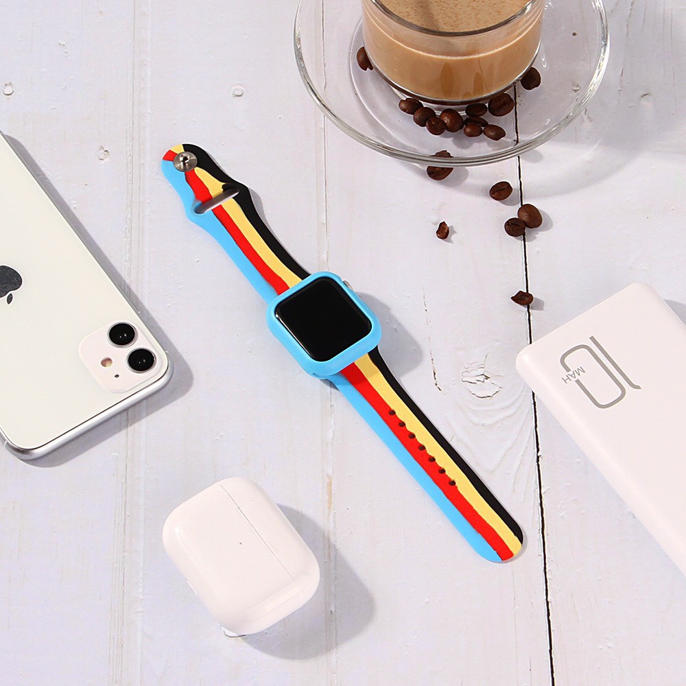 Dây đồng hồ Apple Watch Silicone phối 4 màu cực hot 2020 chỉ có size 38/40mm