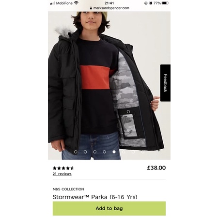 Áo Parka xuất xịn cho bé 2-14 tuổi M&S