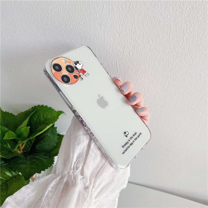 Ốp điện thoại TPU mềm chống sốc vừa vặn in họa tiết hoạt hình Snoopy cho iPhone 12 11 Pro Max X Xs Max XR 8 7