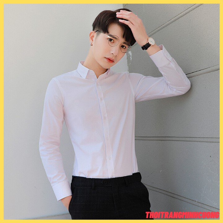 Áo Sơ Mi Nam Đẹp dài tay  HÀN QUỐC  vải sơ mi lụa nến áo công sở cao cấp AZ - Shop