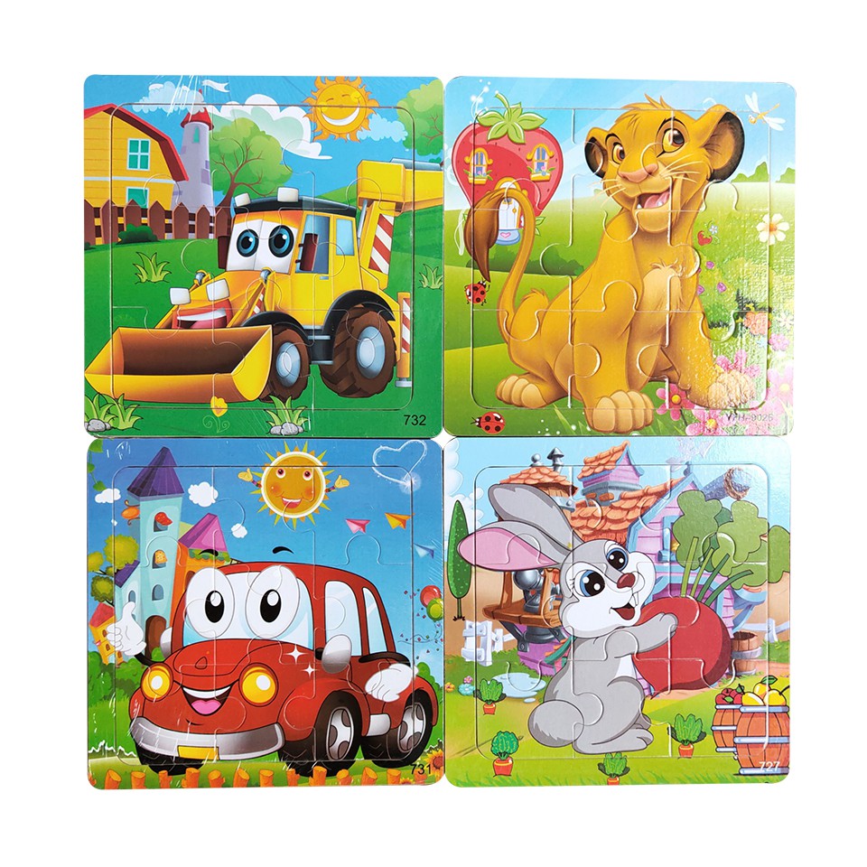 Tranh Gỗ Ghép Hình 9 Miếng Ghép Puzzle Toys Cho Bé Tư Duy Trí Não Và Học Màu Sắc