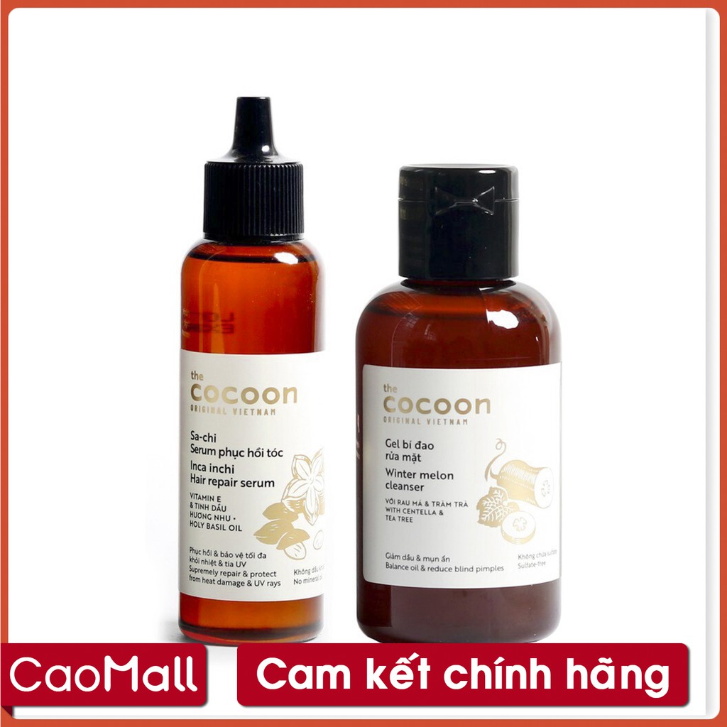 - Combo Gel rửa mặt bí đao COCOON 140ml + Serum Tóc SA-CHI SACHI COCOON phục hồi tóc hư tổn nặng 70ml
