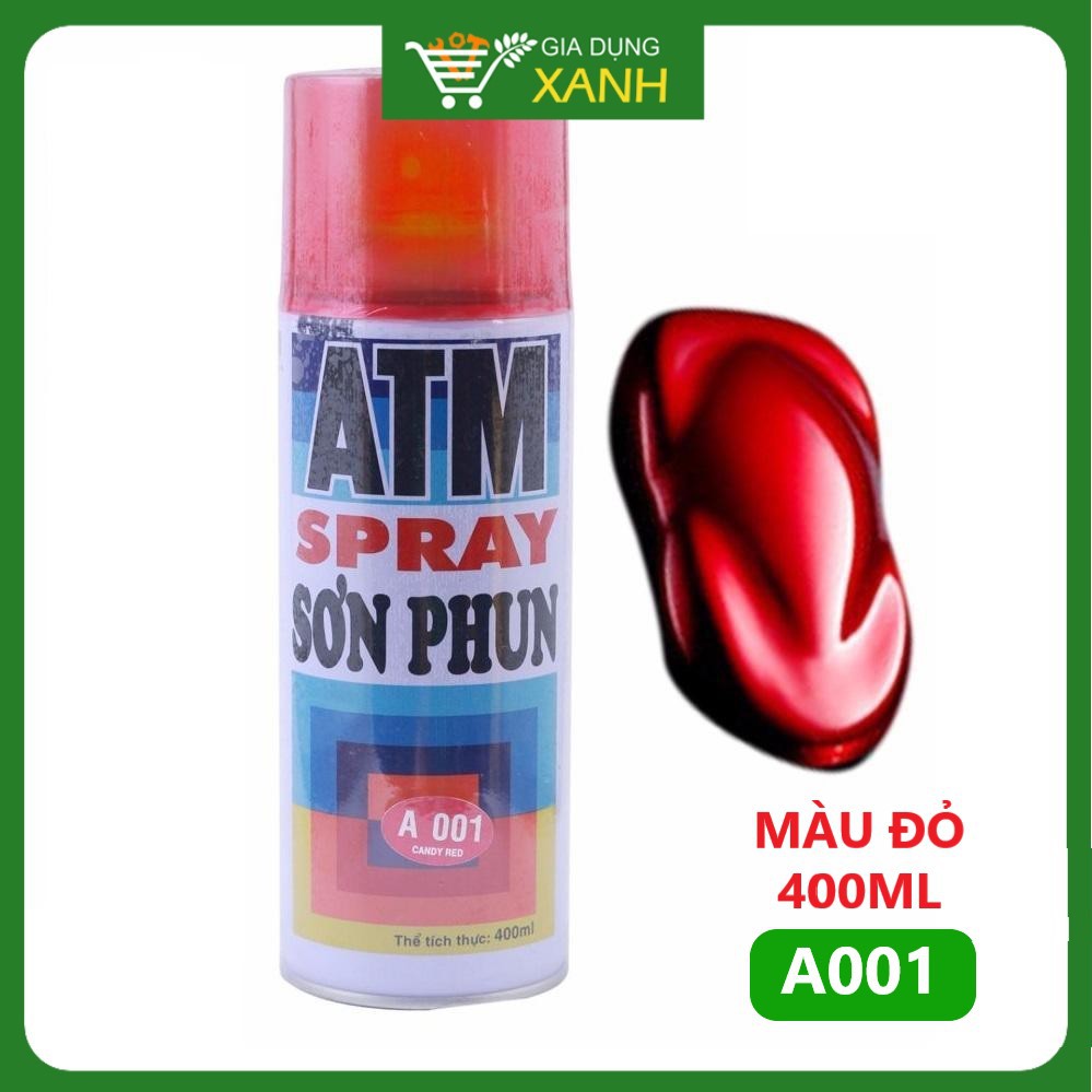 Sơn xịt ATM, sơn xe máy, màu đỏ A001, 400ml