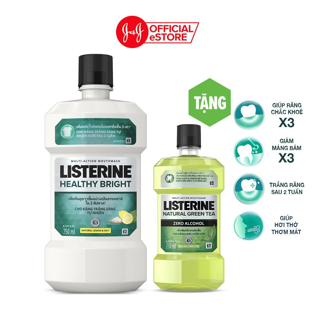 [SALE63]  KH Nước súc miệng Listerine trắng sáng 750ml + Tặng 1 trà xanh 250ml - 101016576 51 1