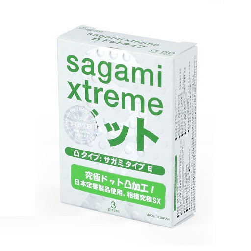 Hộp Bao cao su Gân gai SAGAMI Xtreme White - hộp 3 chiếc - Nhật Bản