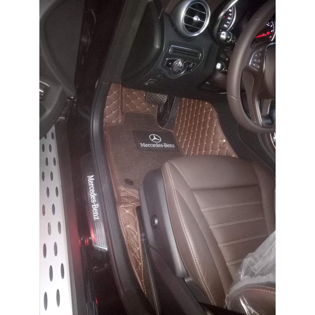 Thảm lót sàn 6D da Cacbon cao cấp cho xe  Mercedes C200, Mercedes C300, Mercedes C180, Mercedes E200, Mercedes E 300
