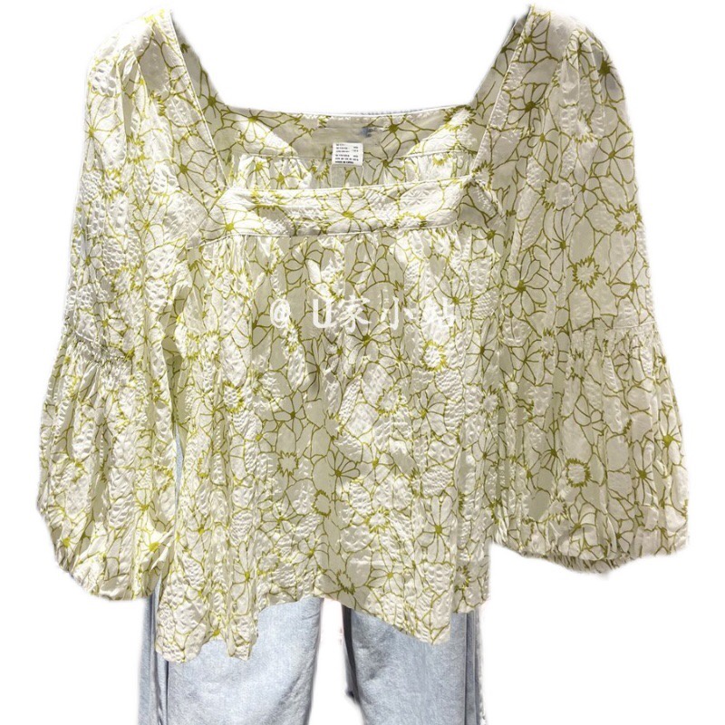 Áo chiffon Cổ Vuông In Họa Tiết Hoa Phong Cách Pháp Thời Trang Mùa Hè Hàng Mới 2022