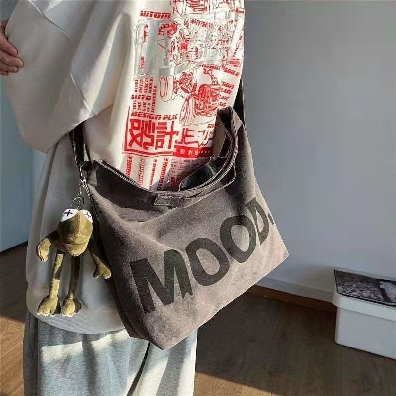 Túi Xách canvas Cỡ Lớn In Chữ Đơn Giản Phong Cách Hàn Quốc