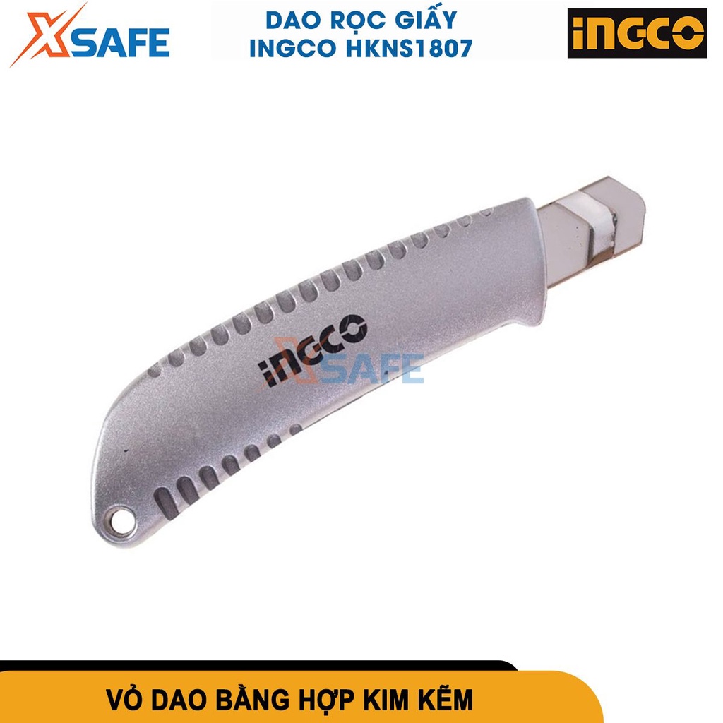 Dao rọc giấy INGCO HKNS1807 dao xếp lưỡi SK5, kích thước 61x19mm, sắc bén, nhỏ gọn, độ bền cao [CHÍNH HÃNG][XSAFE]