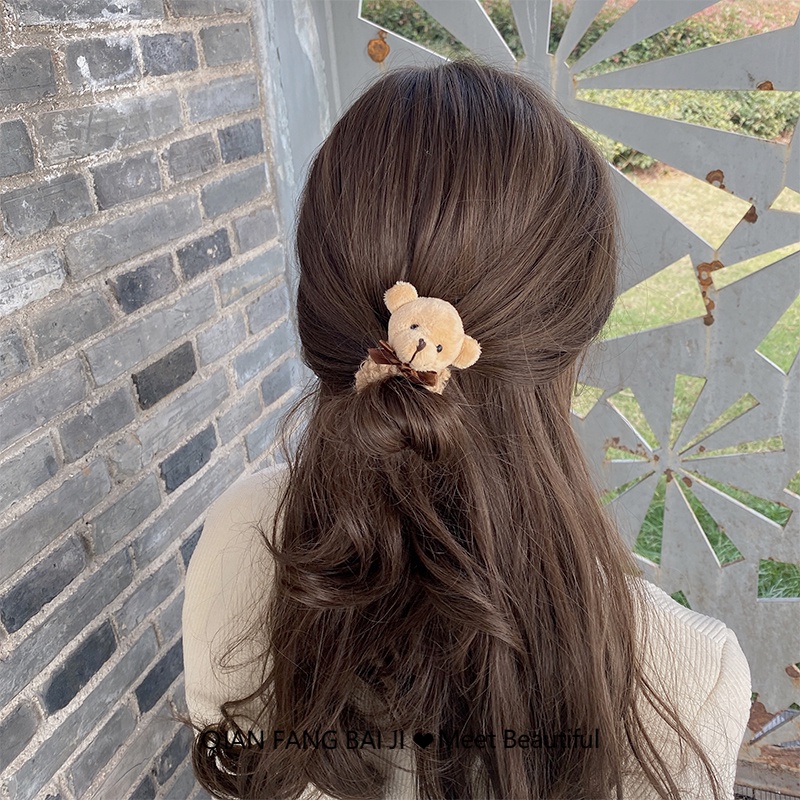 Dây Buộc Tóc Đính Bóng Lông/ Thỏ/ Gấu Dễ Thương Thời Trang Thu Đông Phong Cách Hàn Quốc Cho Nữ