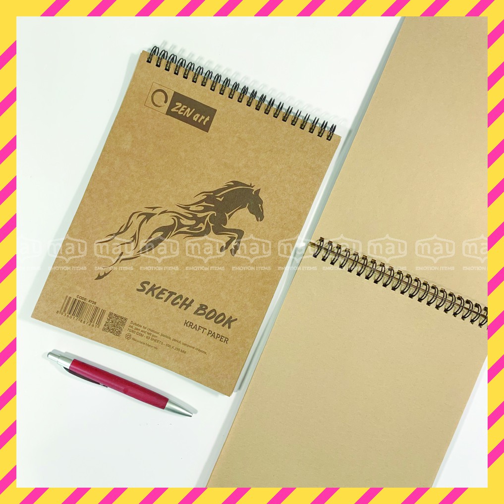 Sổ tay vẽ chì - Sketchbook B5 - Giấy kraft 80gsm trơn 120 trang