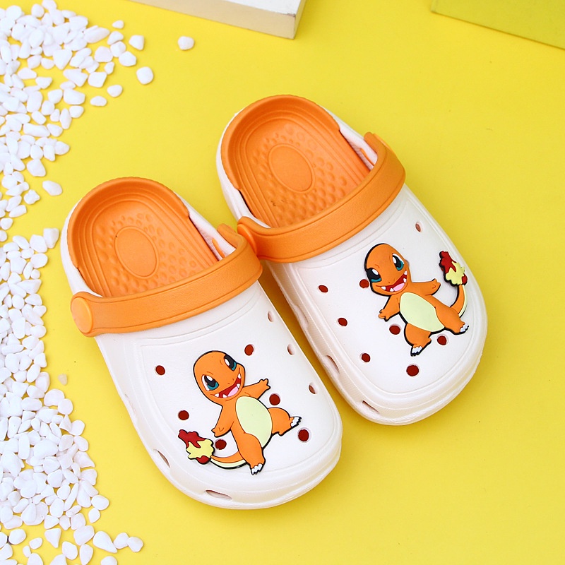 Dép Crocs Đi Biển Đế Mềm Chống Trượt Thoáng Khí In Hình Pokemon Pikachu Dành Cho Trẻ Em