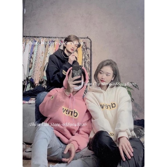 Áo nỉ hoodies Drew chữ trơn mũ 2 lớp