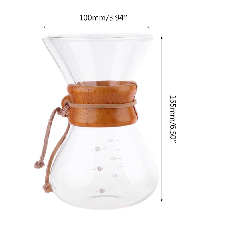 Bình pha cà phê Chemex bằng thủy tinh chịu nhiệt tiện dụng