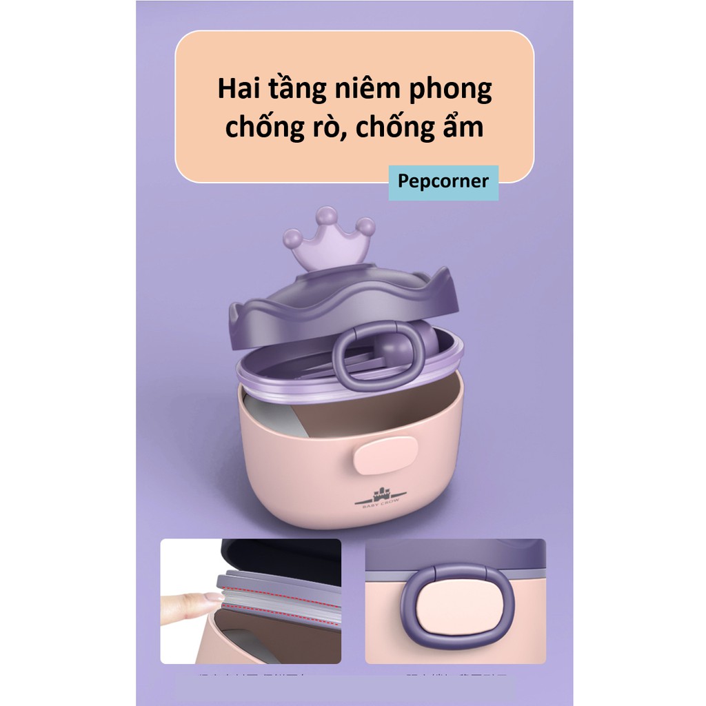 Hộp đựng sữa bột thực phẩm khô hình vương miện sang chảnh size lớn nhỏ thuận tiện mang đi