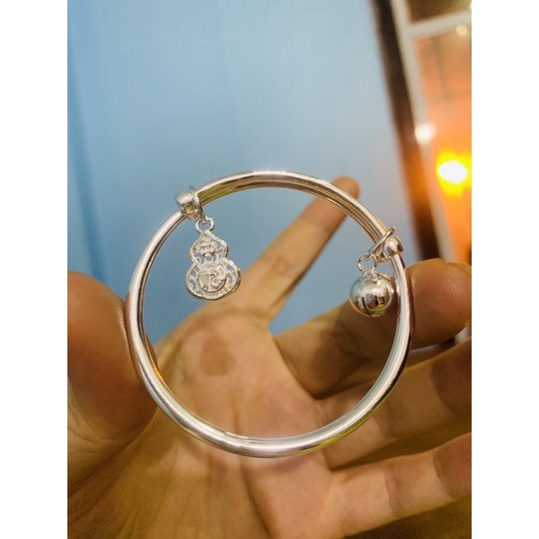 Vòng tay trẻ em chuông hồ lô bạc ta 99 NGỌC MẬUe