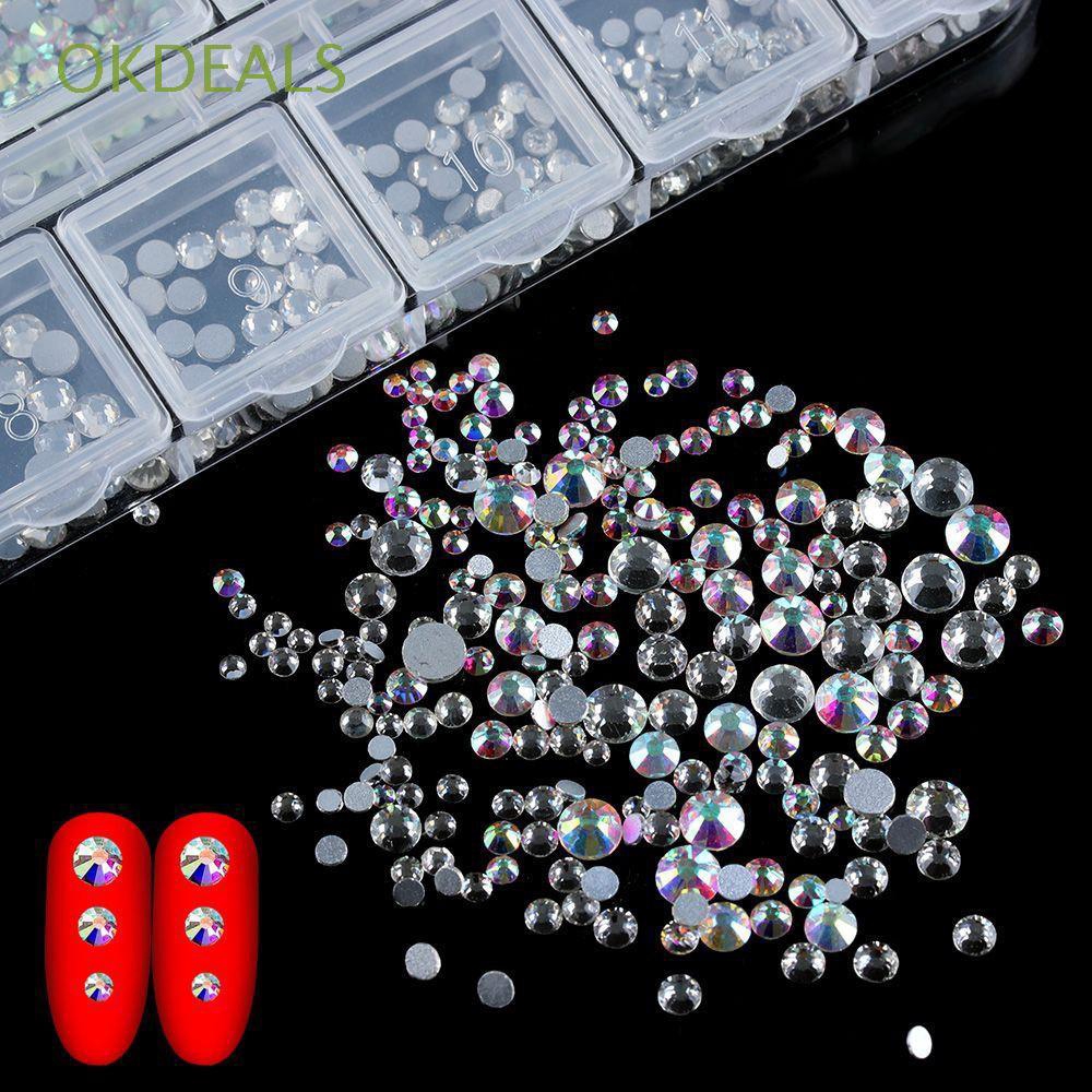 Hạt AB 3D màu trắng đính móng nghệ thuật