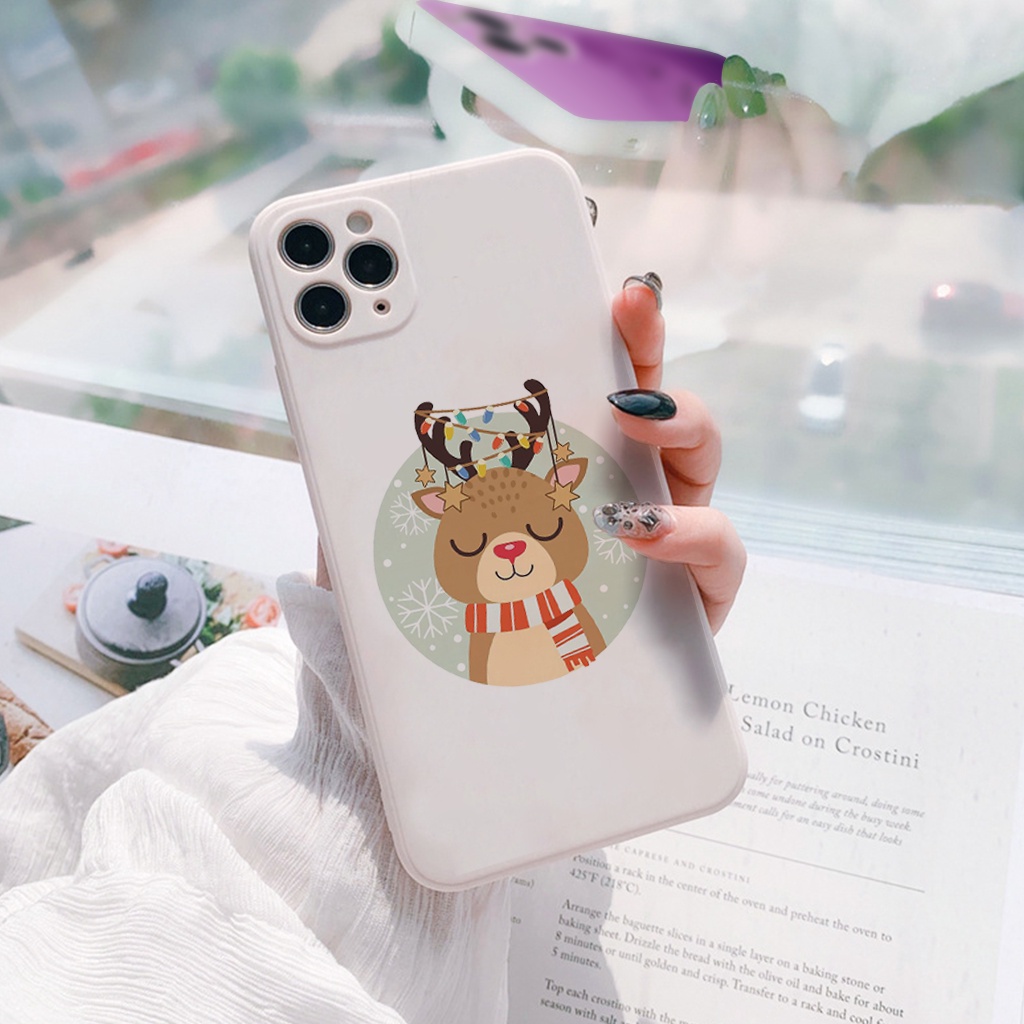 Ốp lưng iphone cạnh vuông hươu giáng sinh cute cho 6/6plus/6s/6splus/7/7plus/8/8plus/x/xr/xs/11/12/pro/max/plus e108 | BigBuy360 - bigbuy360.vn