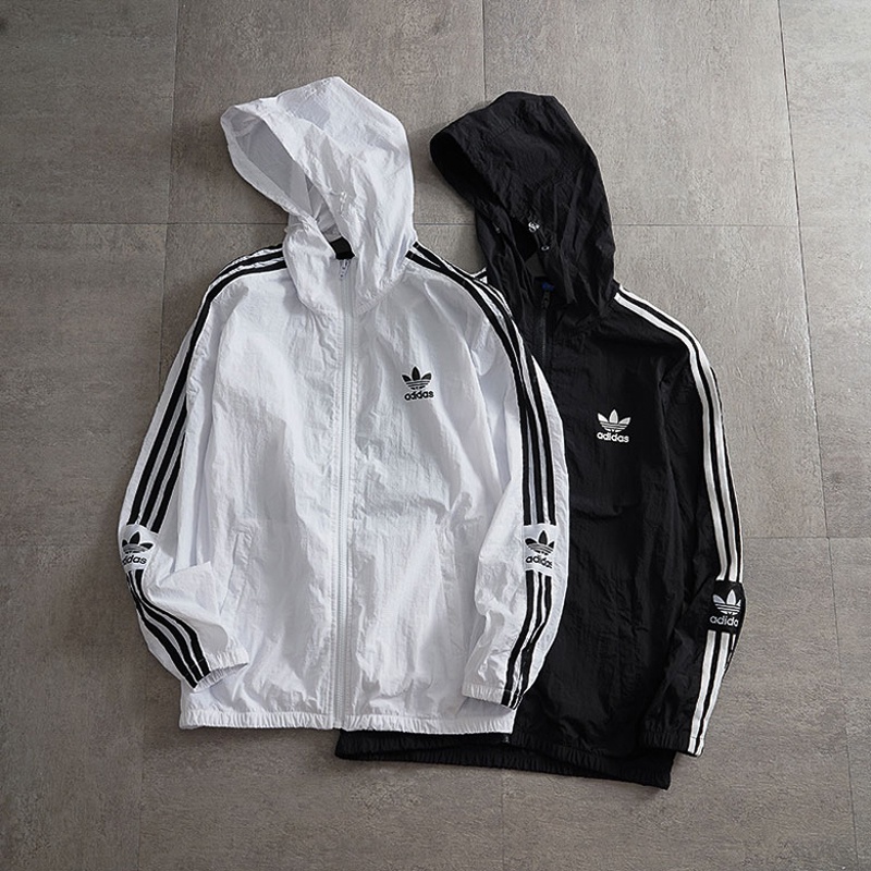 Áo Khoác Có Nón Adidas Chính Hãng Chống Tia UV Siêu Nhẹ In Họa Tiết 3 Sọc