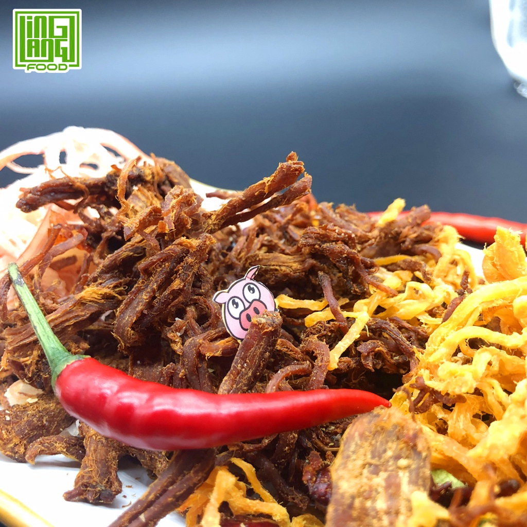 Khô gà khô mực hấp Mix khô heo 300g LING LANG FOOD, hũ 3 món khô gà mực heo | BigBuy360 - bigbuy360.vn