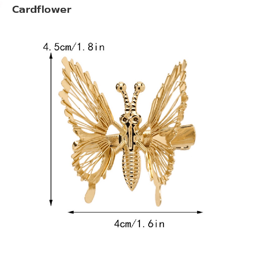 &lt; Cardflower &gt; Kẹp Tóc Hình Bướm Chuyển Động Màu Vàng Đồng Vintage Dễ Thương Đang Giảm Giá