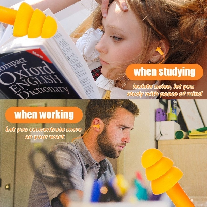Nút Bịt Tai Bằng Silicone Mềm Chống Nước Giảm Tiếng Ồn Có Thể Tái Sử Dụng Kèm Dây Bảo Vệ