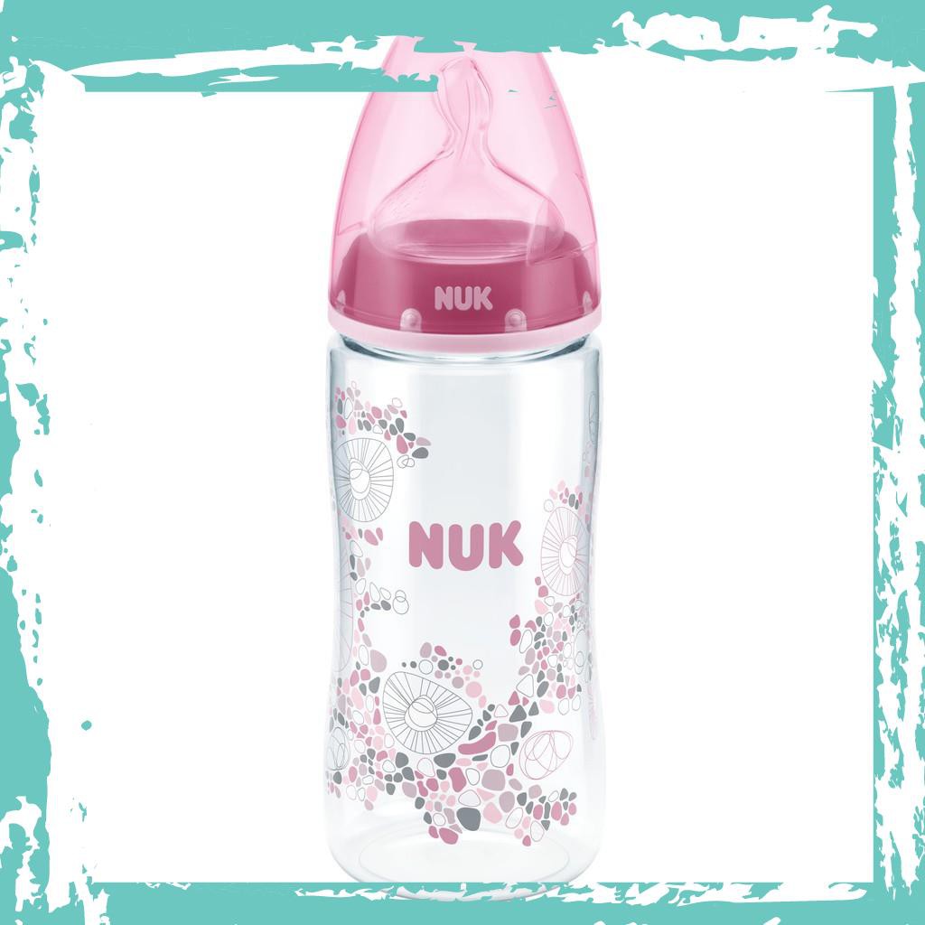 Nhập khẩu (Chính hãng) Bình sữa NUK nhựa PA núm ti Silicone 150ml 300ml Chính hãng