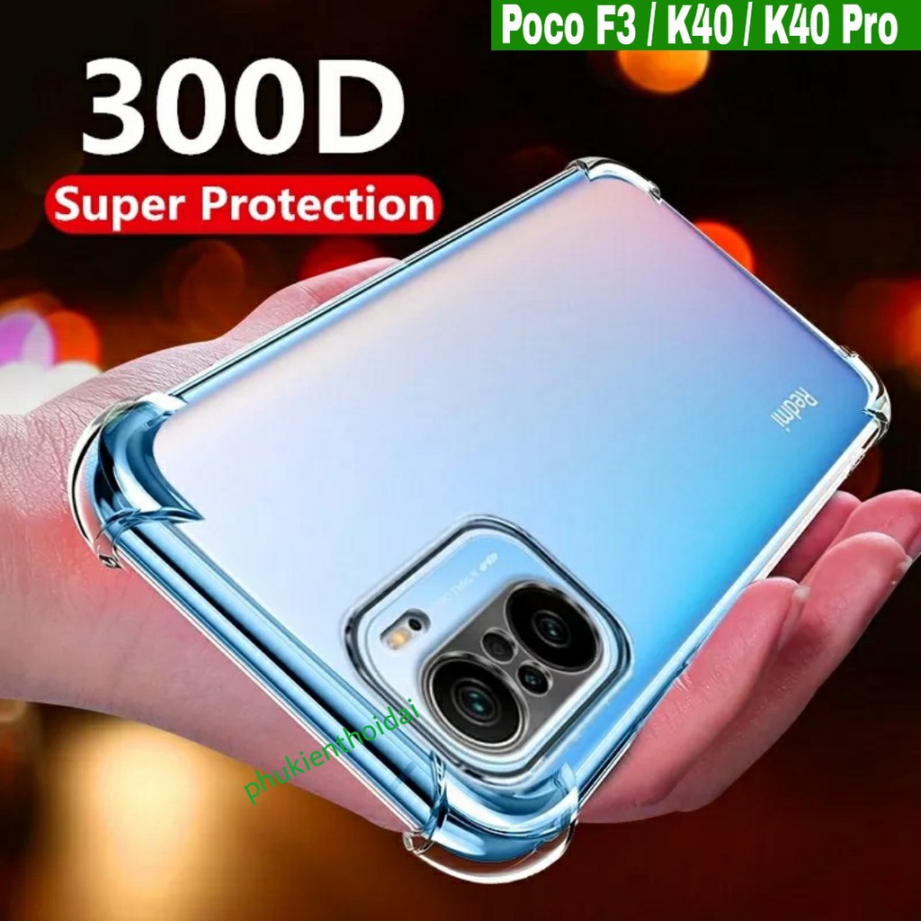 Ốp lưng Redmi K30 Pro / K30 / K40 / Redmi K20 / Poco F3 / K40 Gaming / K50 dẻo trong lồi 4 Gó bảo vệ máy hạn chế ố vàng