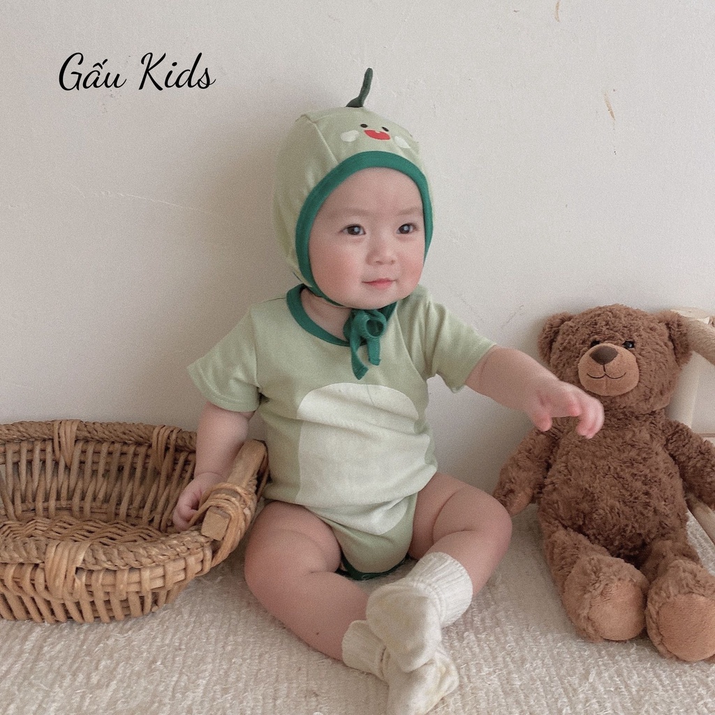 Body chip cho bé trai bé gái màu xanh đáng yêu chất cotton thấm hút mồ hôi size 3-12kg TE15